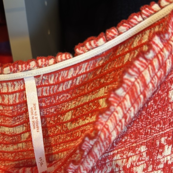 Free People pink/ivory print strapless smocked bodice jumpsuit size S - Picture 2 of 3